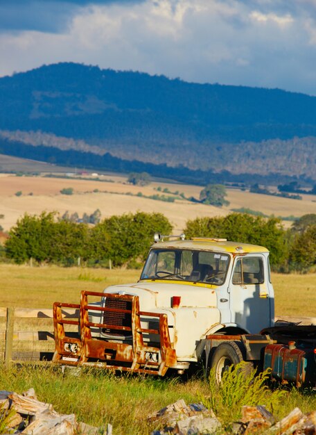 Old truck in countryside