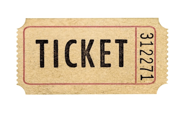 Old used brown torn ticket stub isolated