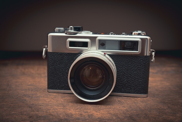 Old vintage front on a wooden table