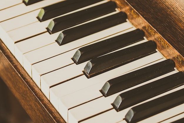 Old vintage piano keys