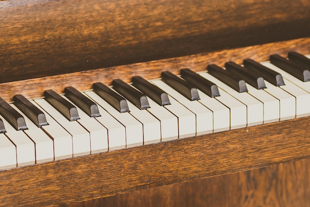 Old vintage piano keys