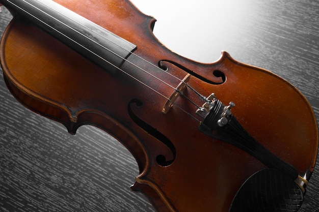 Old violin on a black background