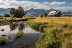 Free photo old western building in nature