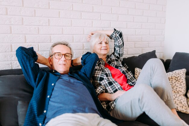 Older couple in relaxing retirement home