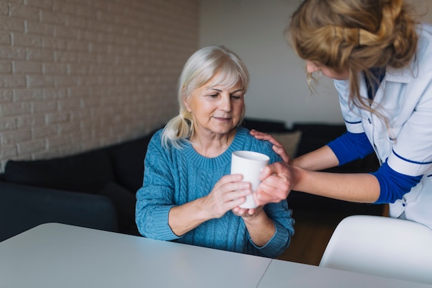 Older woman in nursing home