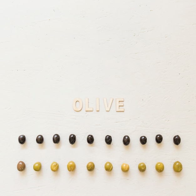 Оливковая надпись с рядами оливок