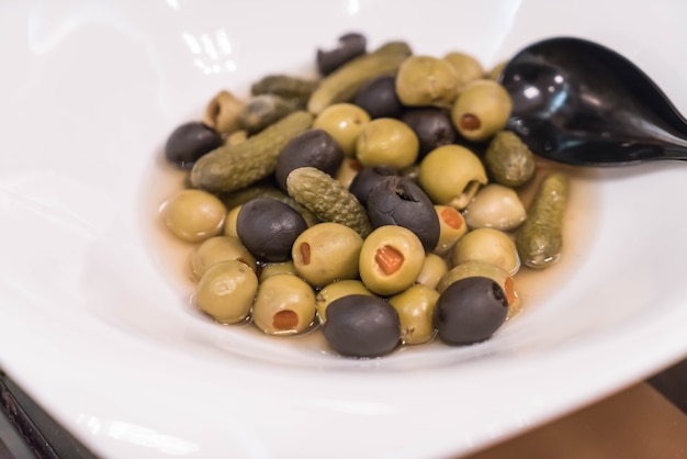 olive pickle on plate
