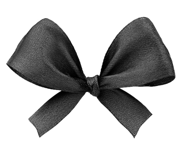 One black bow on isolated white background