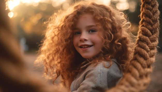 One carefree girl enjoying nature beauty and love generated by AI