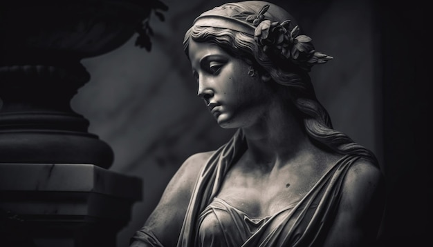 One person female praying at old tomb generated by AI