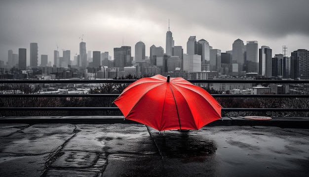 AIが生成した一人で雨の中を歩く