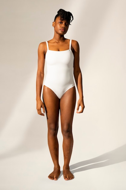 One-piece white swimsuit women's summer fashion with design space full body