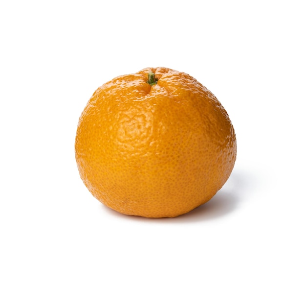 One ripe orange tangerine isolated on white background, close up