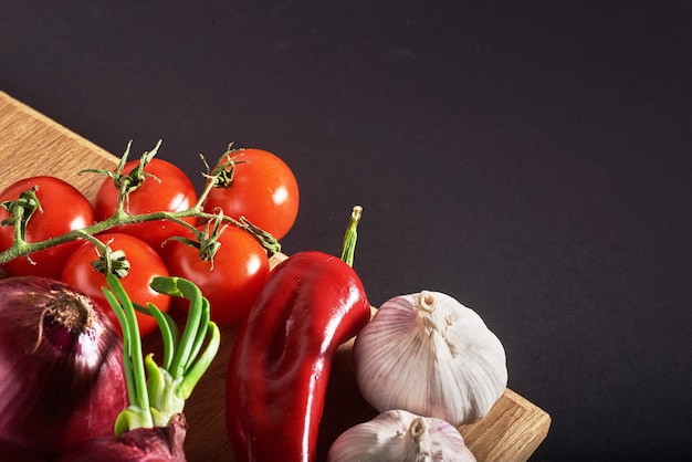 Onion and garlic and hot peppers and tomatoes.