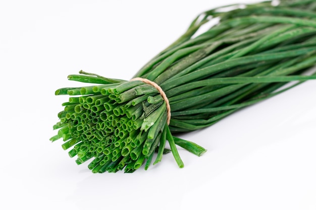 Onion leaves stacked arranged in a round stack