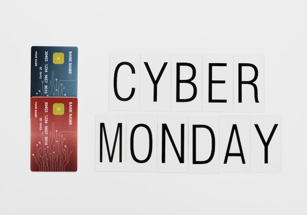 Online cyber monday message with cards