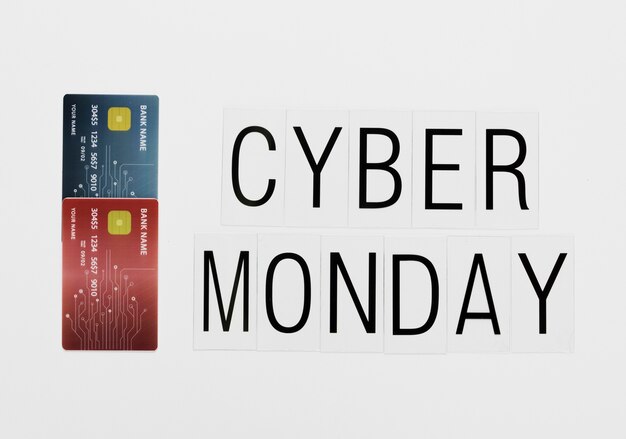 Online cyber monday message with cards
