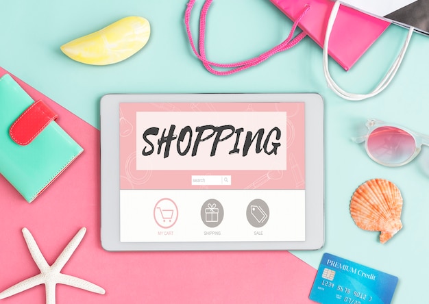 Foto gratuita shopping online spedizione commercio internet concept