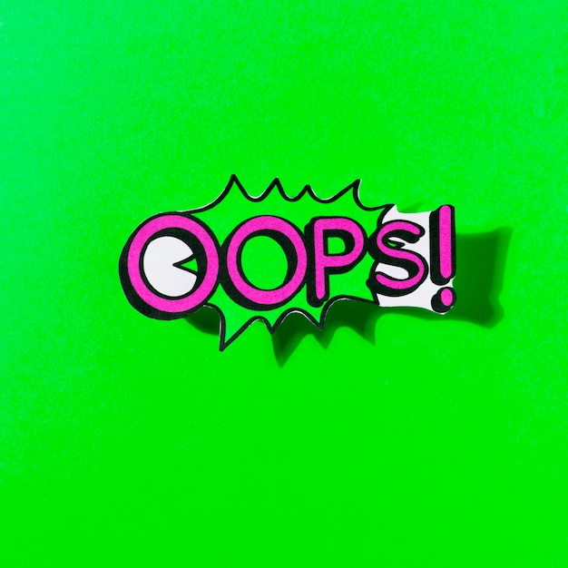 oops! message comic bubble speech cartoon expression on green background