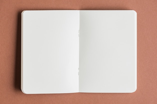 Open blank book on colored background