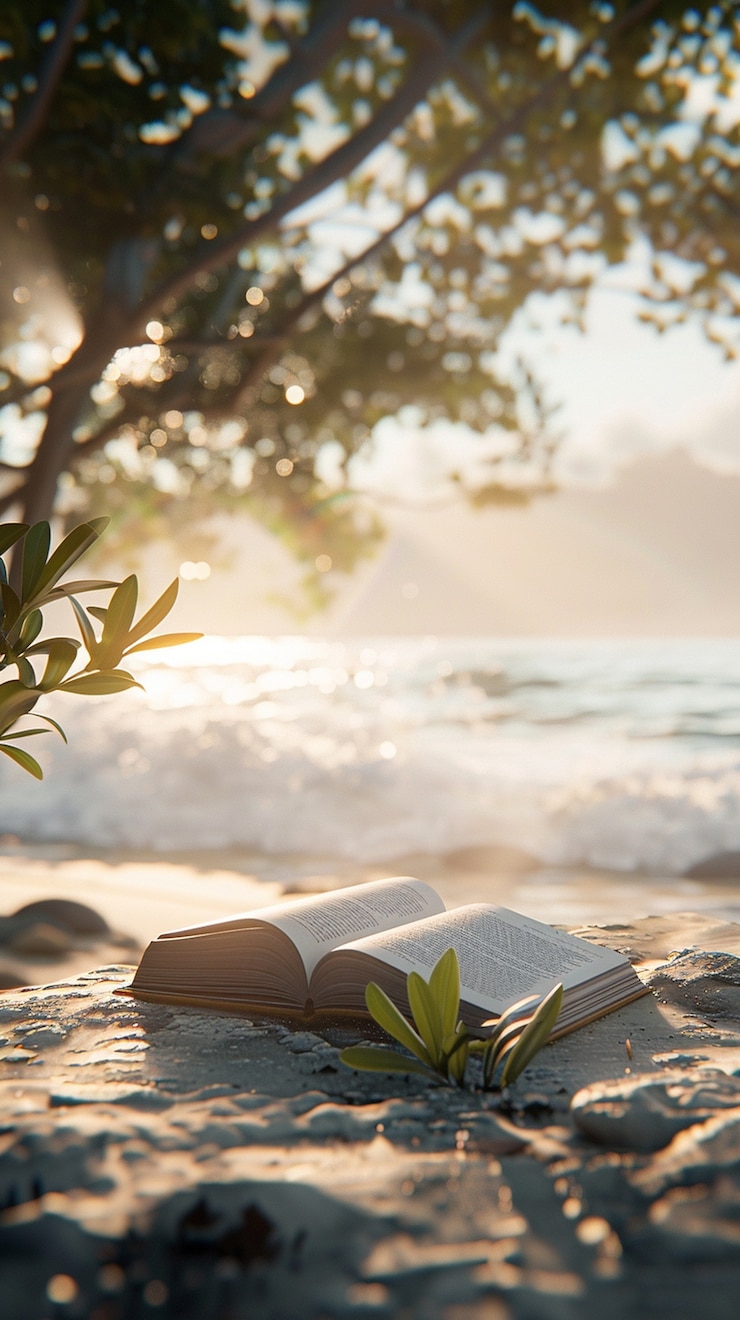 Free Photo open book in beautiful setting