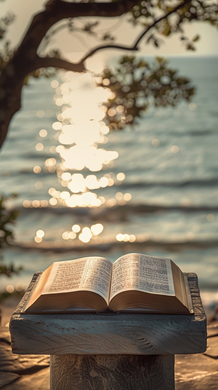 Free Photo open book in beautiful setting