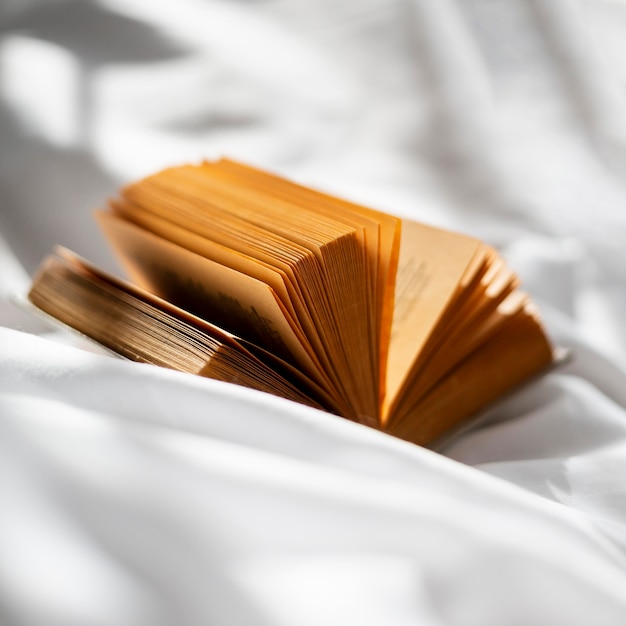 Open book on bedsheet