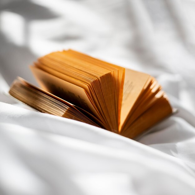 Open book on bedsheet