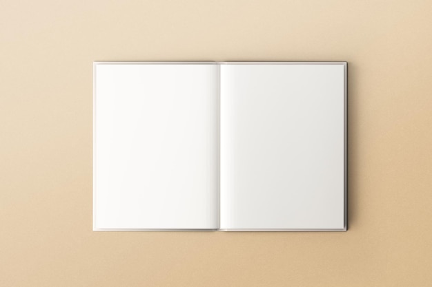 開いた本、空白の白いページ