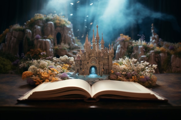 Open book concept for fairy tale and fiction storytelling