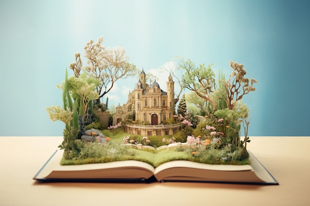 Open book concept for fairy tale and fiction storytelling