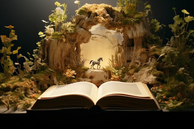 童話やフィクションの物語を語るためのオープンブックコンセプト