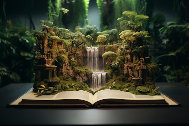 Open book concept for fairy tale and fiction storytelling