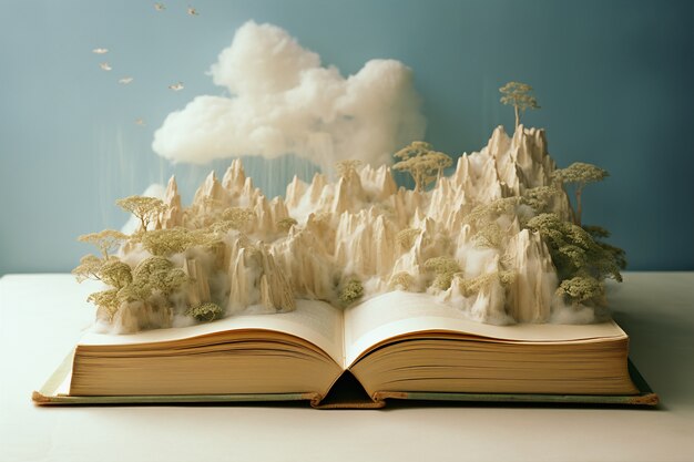 Open book concept for fairy tale and fiction storytelling