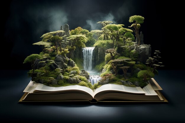 Open book concept for fairy tale and fiction storytelling