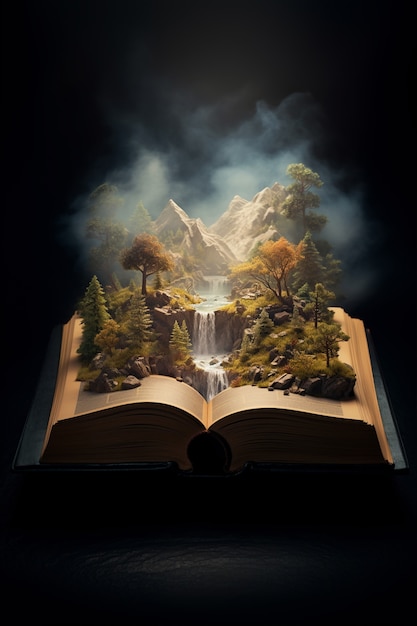 Open book concept for fairy tale and fiction storytelling