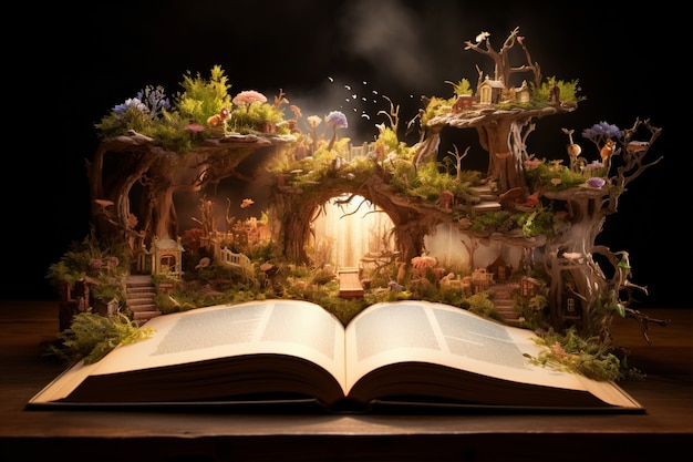 Open book concept for fiction storytelling and fairytale