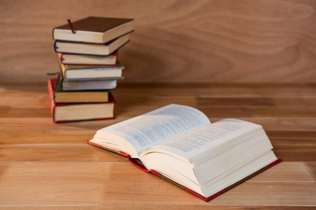 Open book on a table