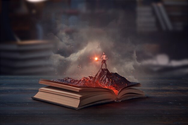 Open book with fairytale scene