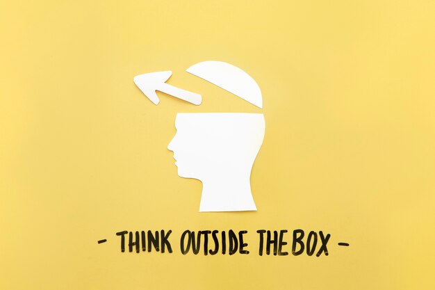 ボックスのメッセージの外で考えると近くに矢印記号で人間の脳を開く