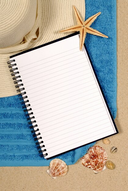 Open notebook on the beach