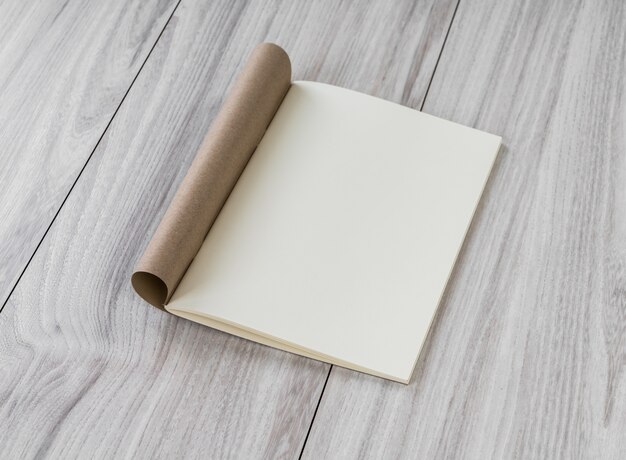 Open notebook with blank pages