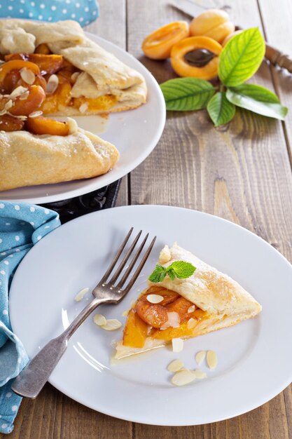 Open pie with apricots