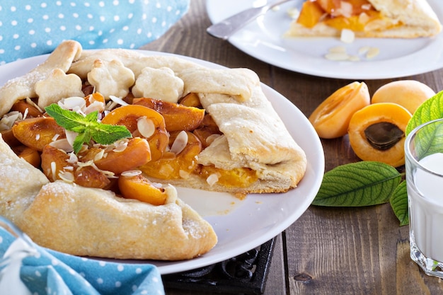 Open pie with apricots