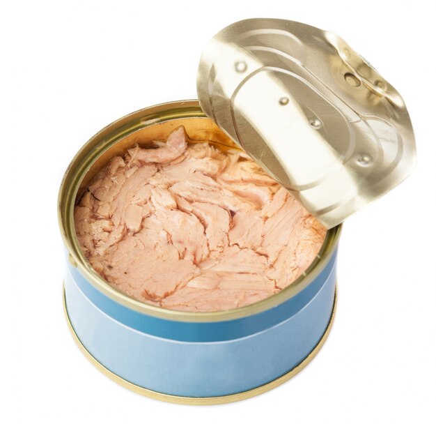 Open tuna can seen from above