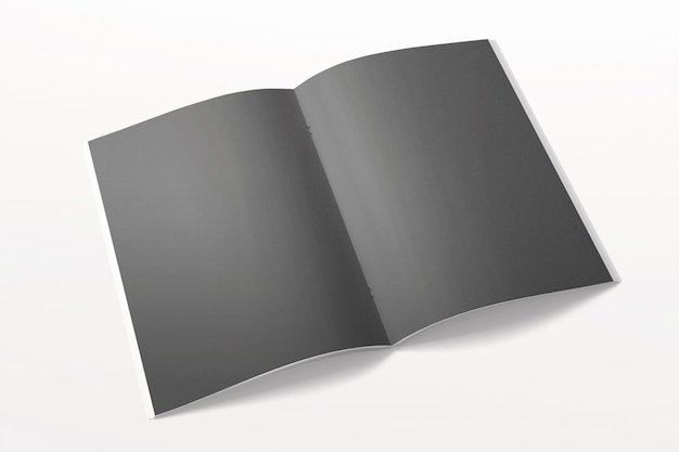 Free photo opened magazine or brochure isolated on white. black blank pages.