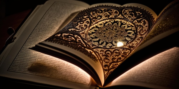 Бесплатное фото Открытый коран для чтения мусульманами как преданность богопорождающему ай