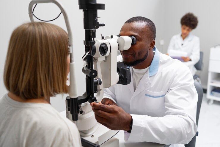 Free Photo ophthalmologist doctor consulting a patient