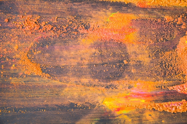 Orange bright powder on table