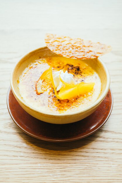 Orange cream catalana dessert